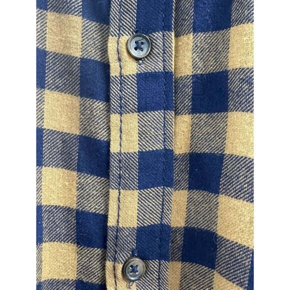 Tommy Bahama Boy's XXL 16 Blue Mustard Yellow Gingham Plaid Flannel Shirt - Picture 3 of 7